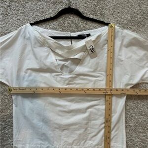 Chic Cut Out Design Boat Neck Cotton Blouse Large NWT